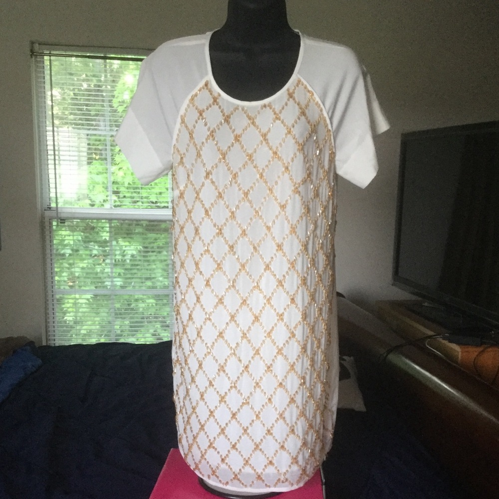 Keepsake  the Label White Beaded Dress Sz S